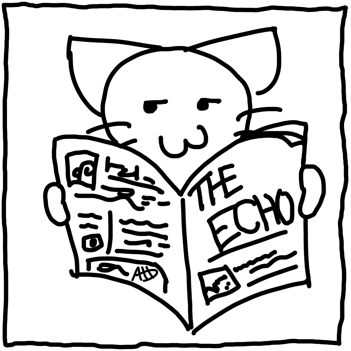 Emerson reads the newspaper with shifty eyes